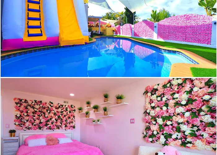 Pink Luxe Spa Retreat In San Diego, Private Rooms With Shared Kitchen And Pool